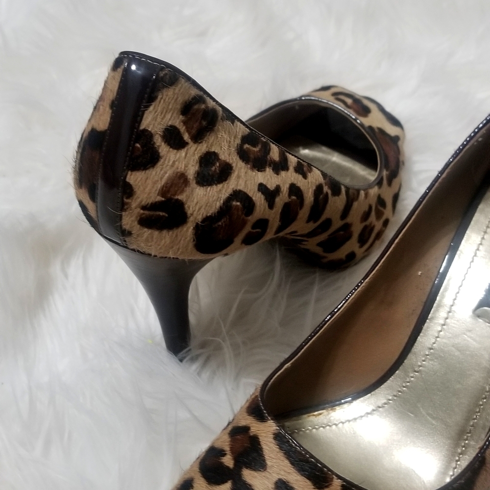 Leopard Print Peep Toe Heels